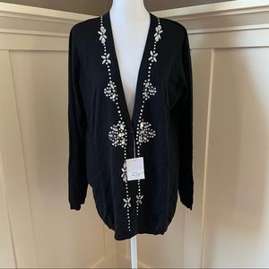 Moda International Black Cardigan Sweater Large